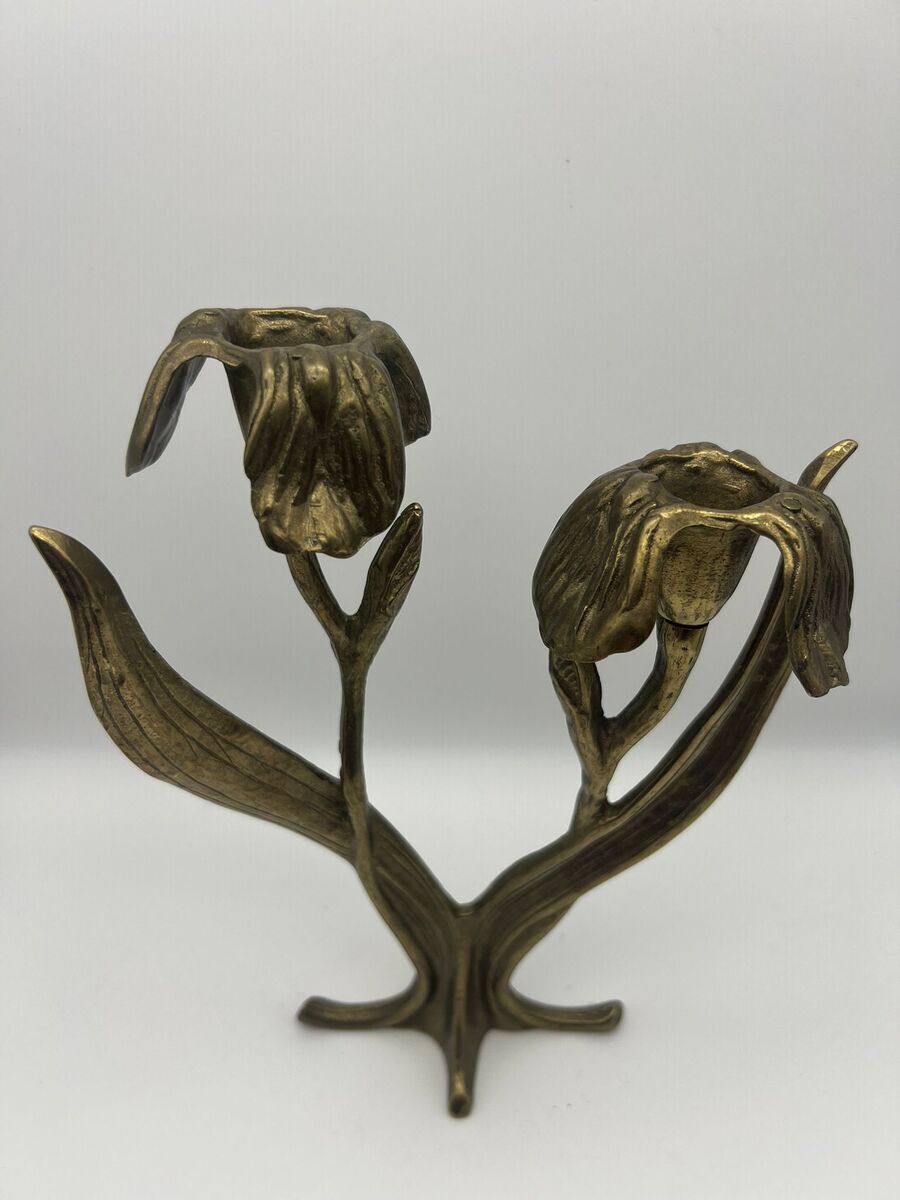 Italiaanse driedelig messing designkandelaar, ca. 1960-1970 - ws Antonella Caprio Saviano
