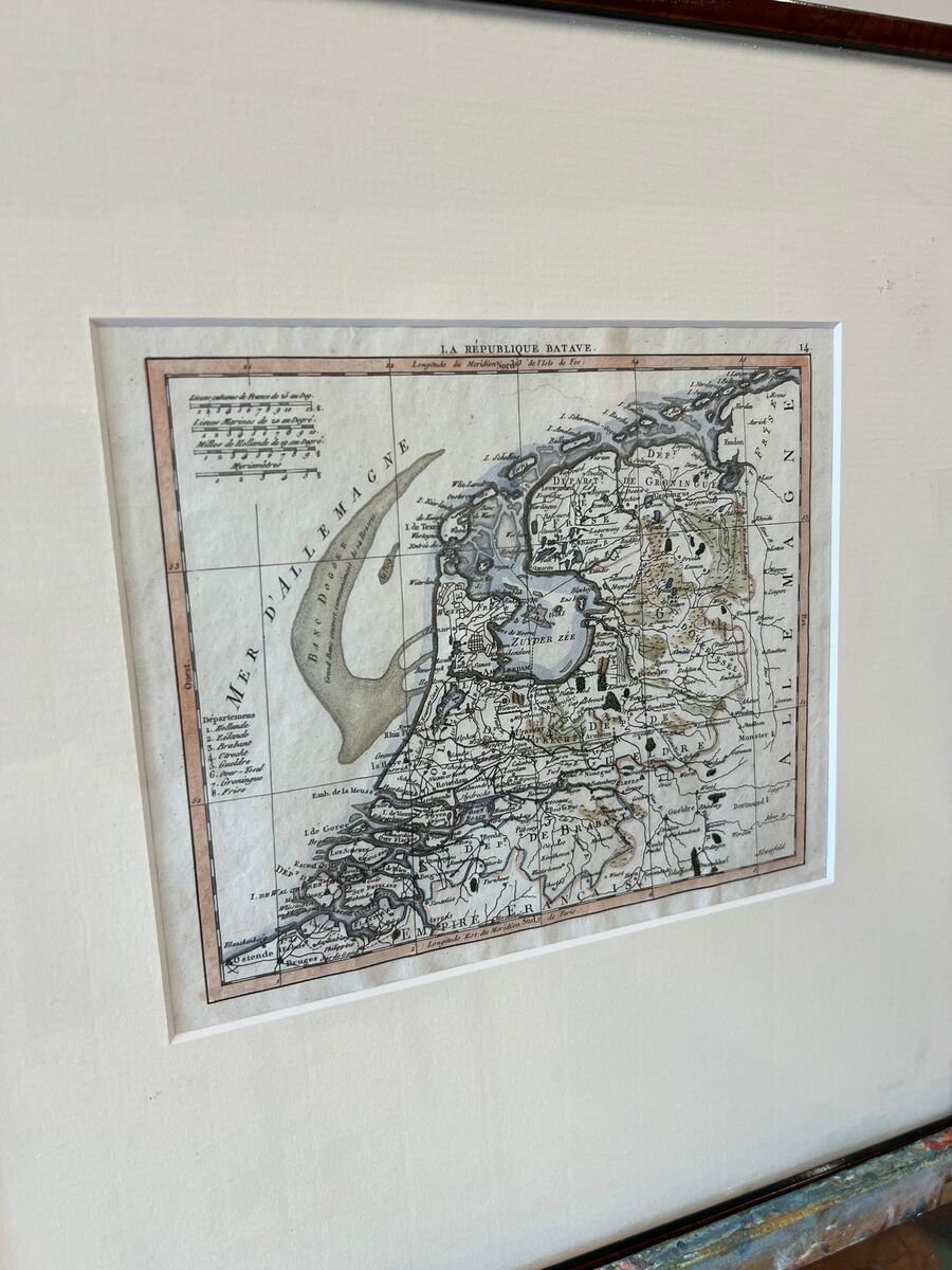 Ingelijste kaart van Nederland (de Bataafse Republiek)