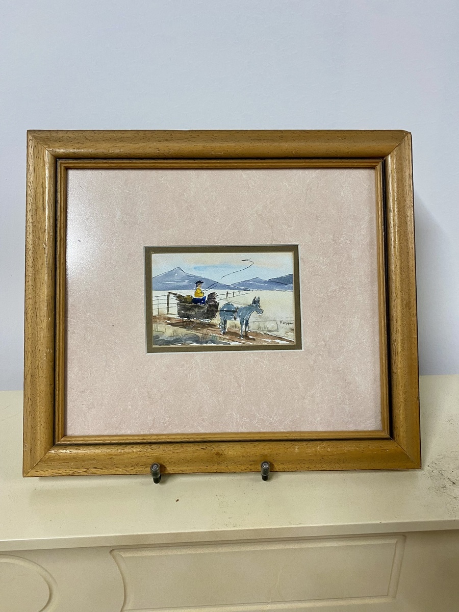 Landschap met ezelwagen en bergen – gesigneerd P. Lepper