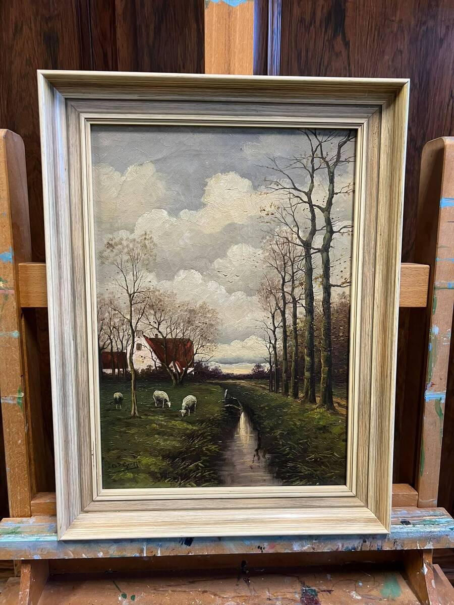 Landschap met schapen en boerderij – Willem Lubbertus Beekman (1895–1979)