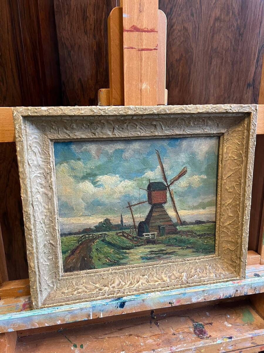 Polderlandschap met windmolen – Willem Lubbertus Beekman (1895–1979)