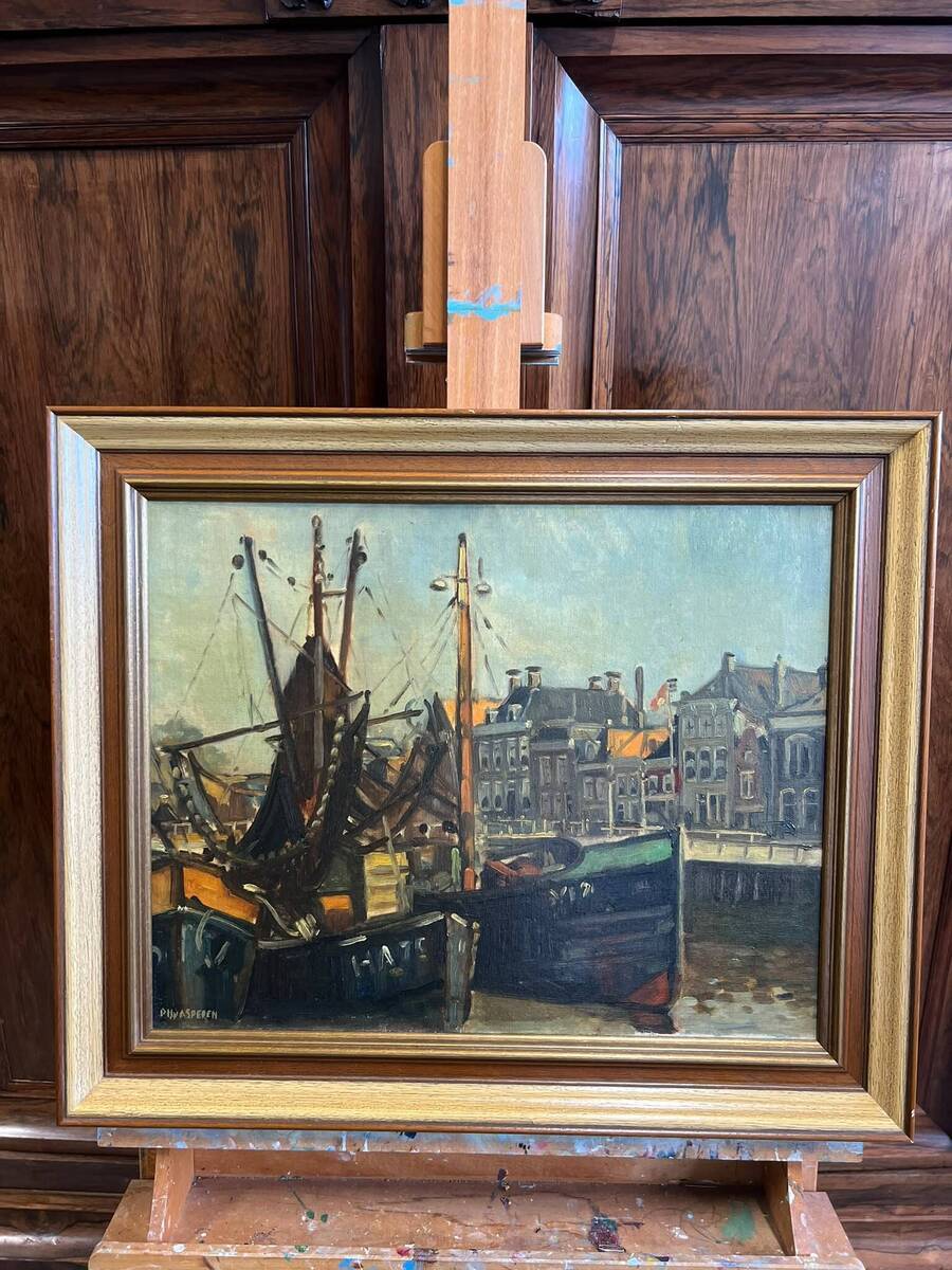 Schilderij de Kotters in Harlingen