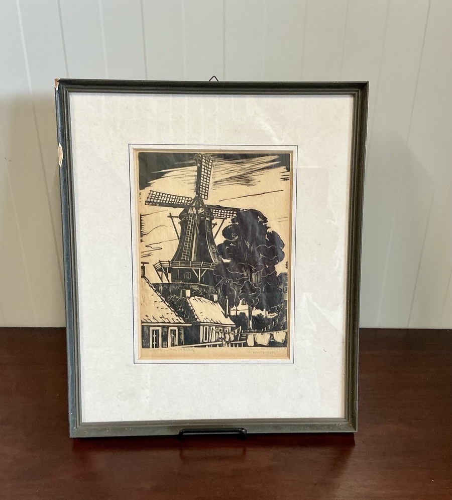 Tjomme Edzard de Vries (1908–1975) – Houtgravure “Molen bij Molenberg”