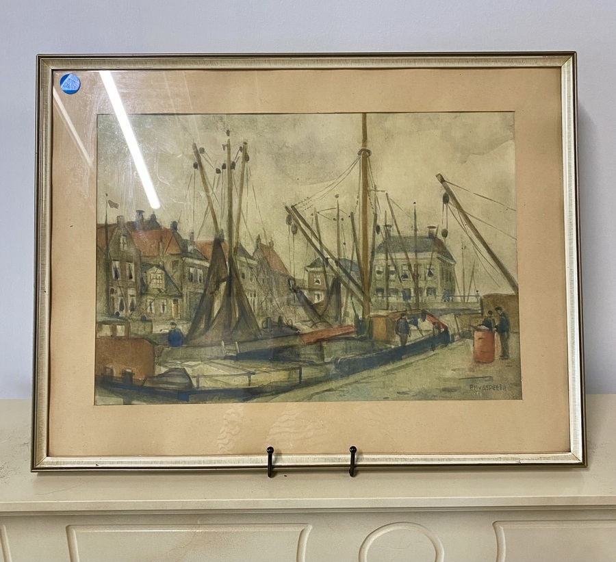 P.H. van Asperen – Harlinger Havengezicht met schepen