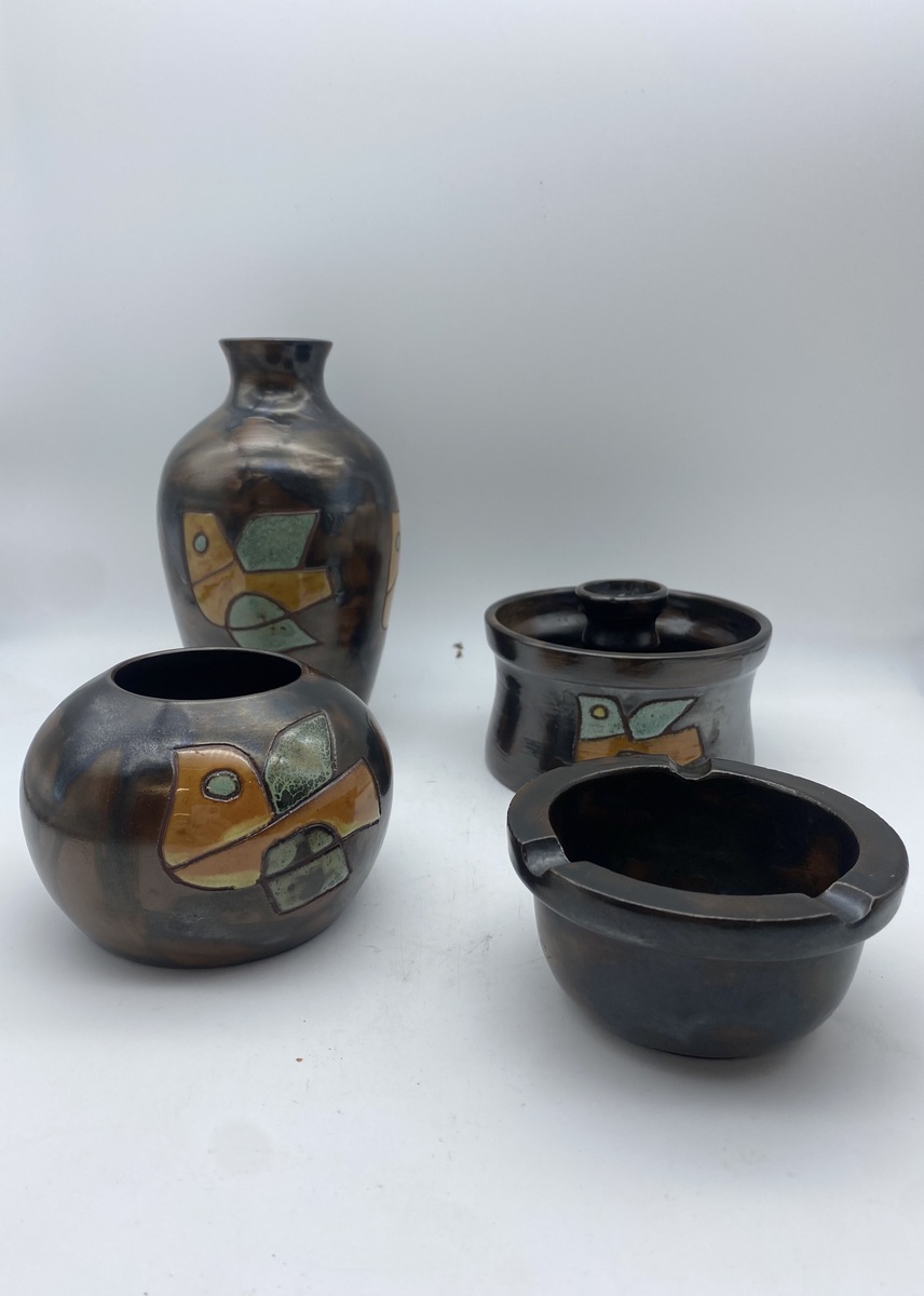  Vierdelige vintage keramiekset – Pottenbakkerij Potters Oisterwijk