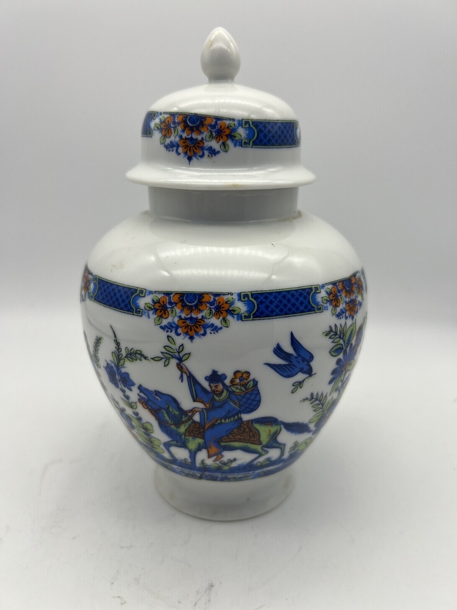 Vintage porseleinen gemberpot met deksel - Chinees decor 