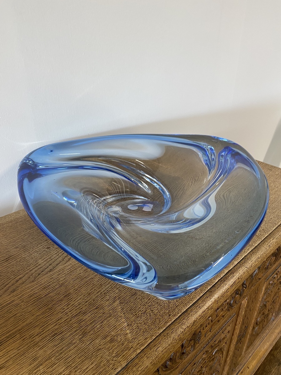 Val Saint Lambert – René Delvenne, “Patelle / Torsade” kristallen schaal, ca. 1950