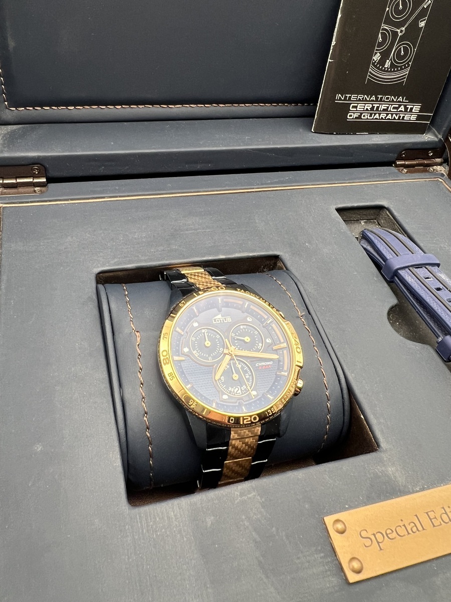 Lotus Special Edition Herenhorloge Chronograaf Blauw / Goud - Compleet in doos.