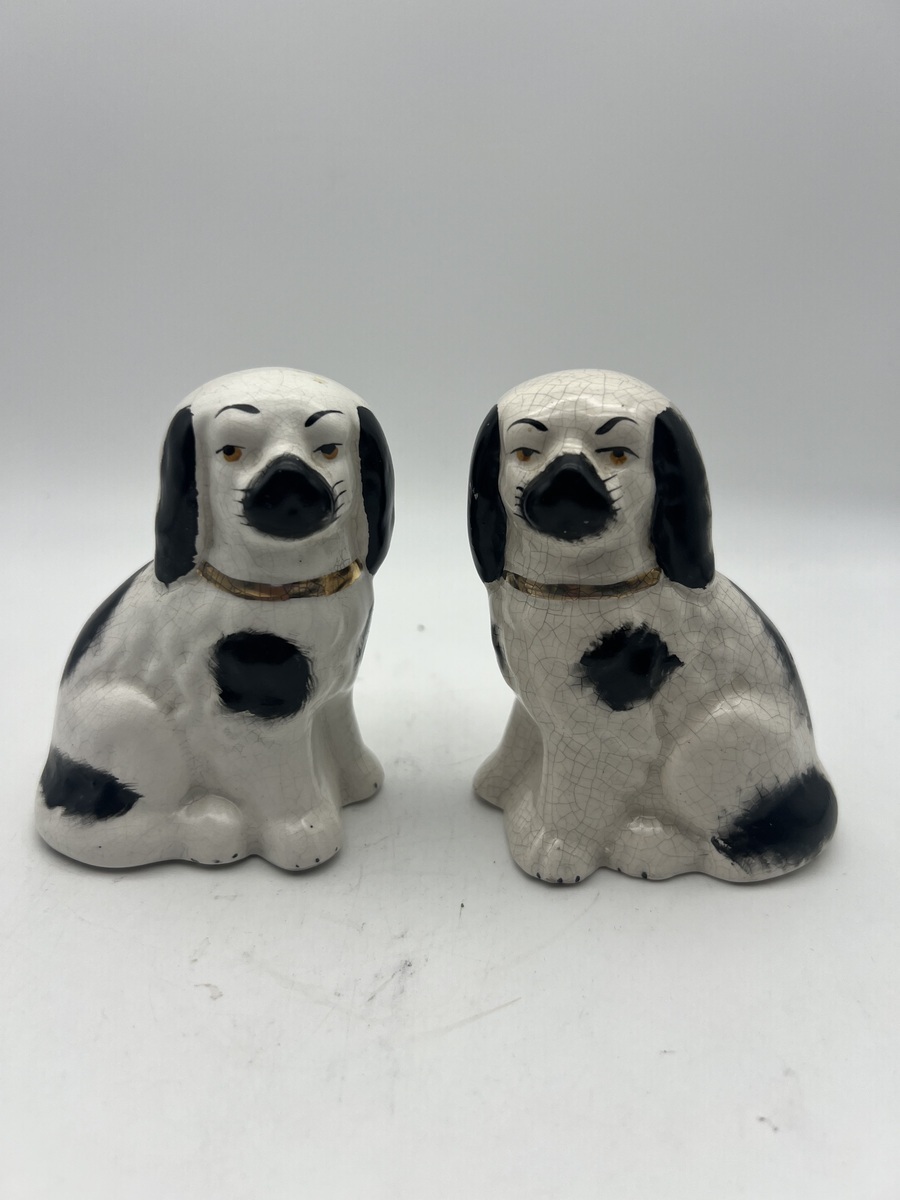 Paar antieke Staffordshire spaniels – Victoriaanse mantelhonden