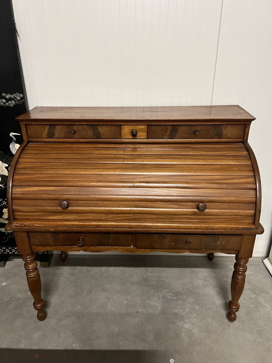 Holland biedermeier bureau met tambour deur (rolluik)