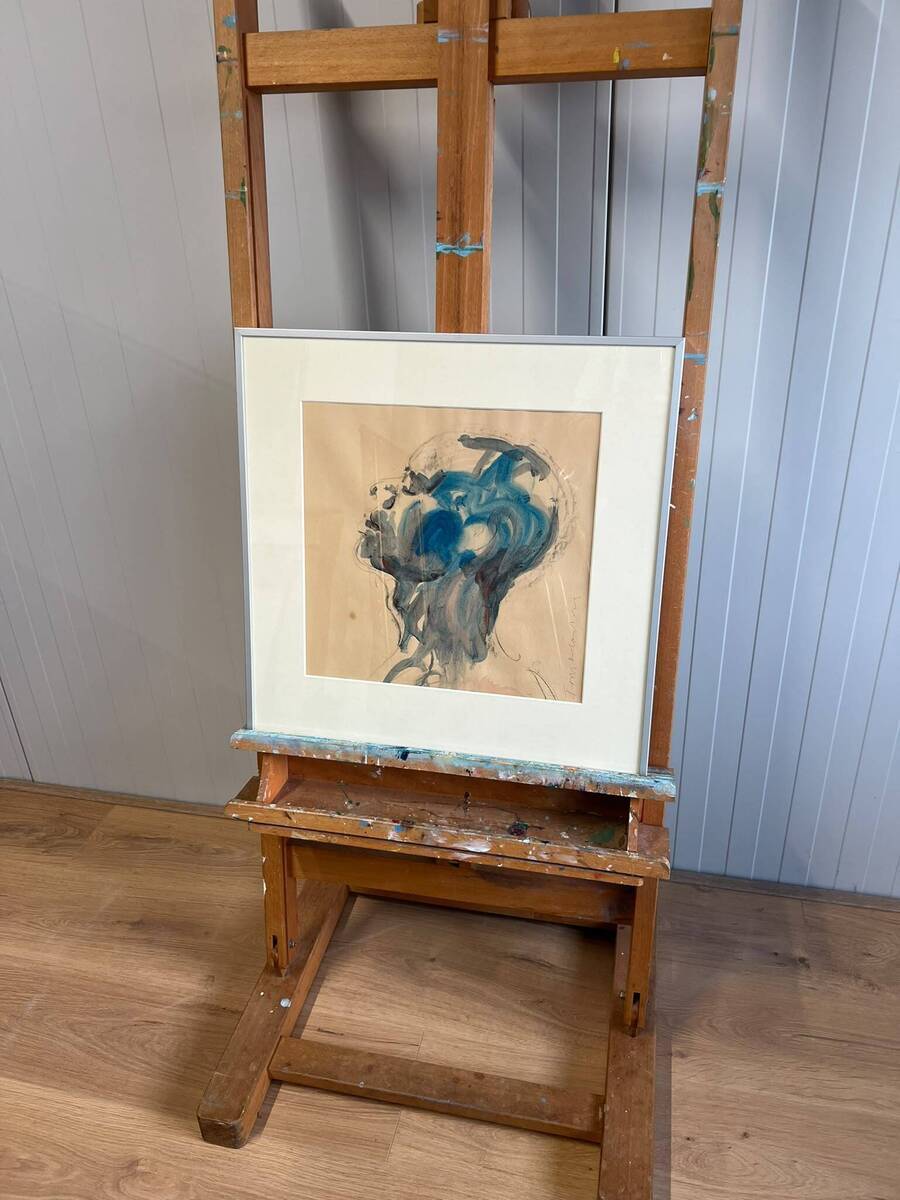  Abstracte compositie in blauw en grijs