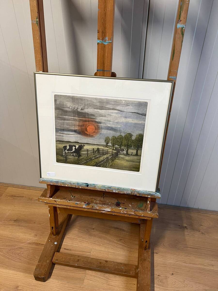 Guus Kuit – Landschap met koeien bij ondergaande zon