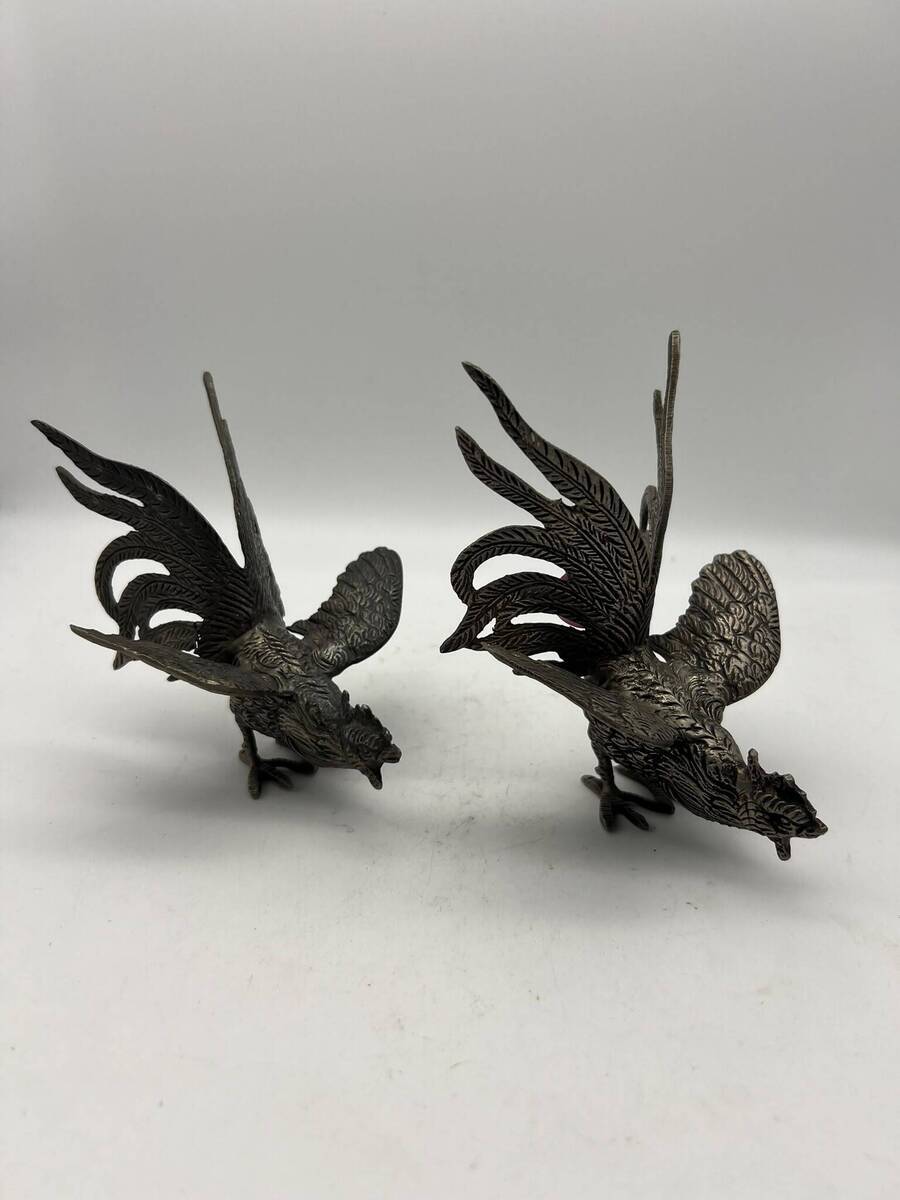 Paar decoratieve bronzen hanen – vintage