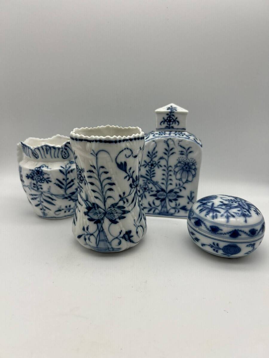 Meissen Zwiebelmuster – Blauw-wit porseleinen decoratieve set, 5-delig