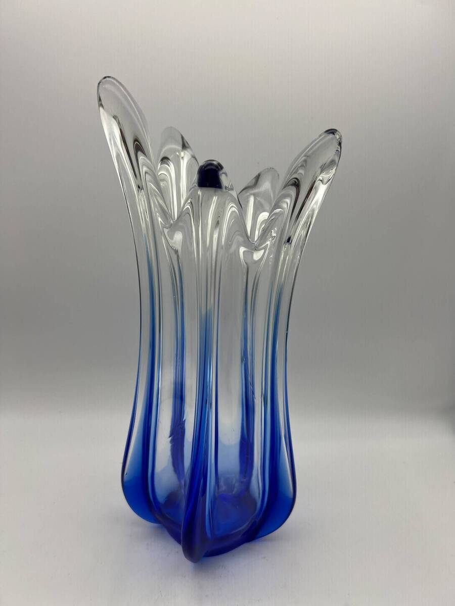 Murano Sommerso vaas – kobaltblauw en helder glas, ca. 1960–1970