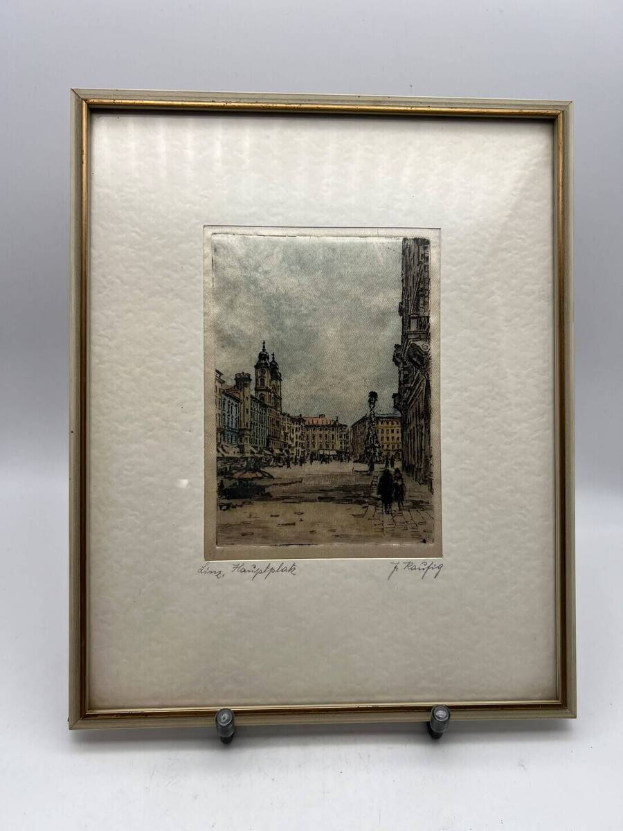 Ingekleurde gravure. Linz, Oostenrijk